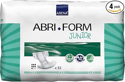 Abena Abri-Form Junior Éco Taille 7/XS2 - Lot de 4 Couches Anti-Fuite pour Enfants (40-60 cm)