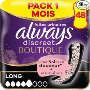 Always Discreet Boutique Serviettes Long 4 Gouttes - 48 Pièces - Pack 1 Mois