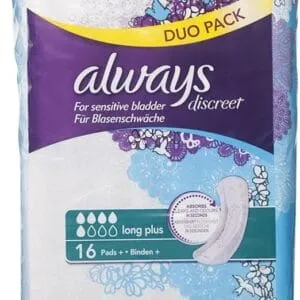 Always Discreet Long Plus - 16 Serviettes Incontinence - Absorption Odeurs