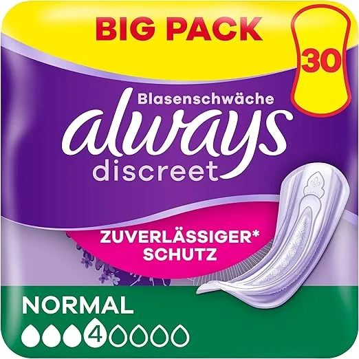 Always Discreet Serviettes Incontinence 30 Pièces - Protection Complète