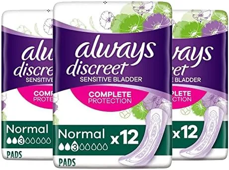 Always Discreet Serviettes Fuites Urinaires Sensibles - 12 Pièces - Douces