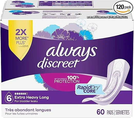 Always Discreet Serviettes Post-Partum 60 Pièces - 6 Gouttes - Extra Lourd