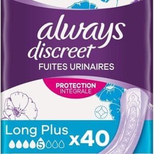 Always Discreet Serviettes Long 5 Gouttes - 40 Pièces - Absorption Importante
