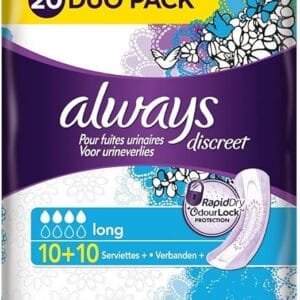 Always Discreet Serviettes Long 20 Pièces - Fuites Urinaires Sévères