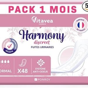 Harmony Discreet Serviettes Incontinence 60 Pièces - 4 Gouttes - Fabriqué en France