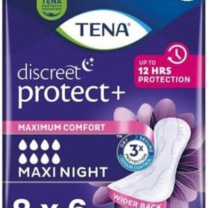 Tena Lady Discreet Maxi Night - 8x6 Serviettes - Nuit